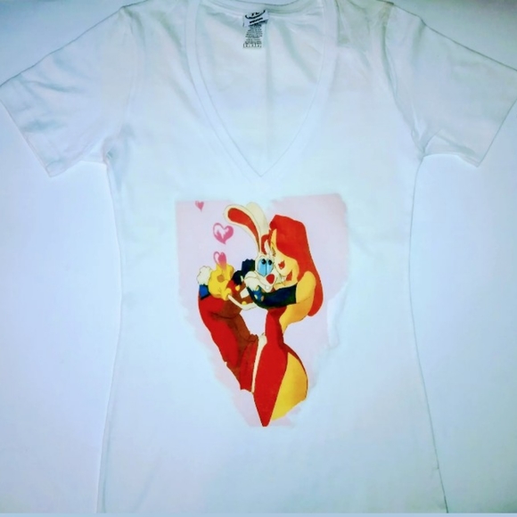 Women V Neck T Shirt Jessica Rabbit T Shirt - Picture 2 of 3